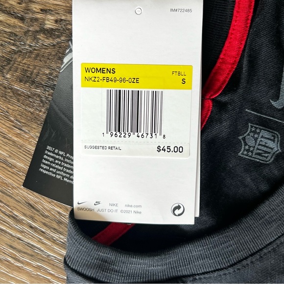 NWT Nike Atlanta Falcons Women’s NFL Short Sleeve Shirt Black Red Size Small - Picture 4 of 11